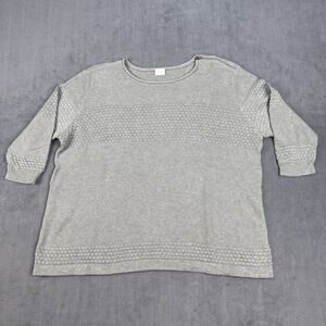 Poetry womens 18 Cropped Shirt-Sweater Gray Oversized Loose Knit Pullover